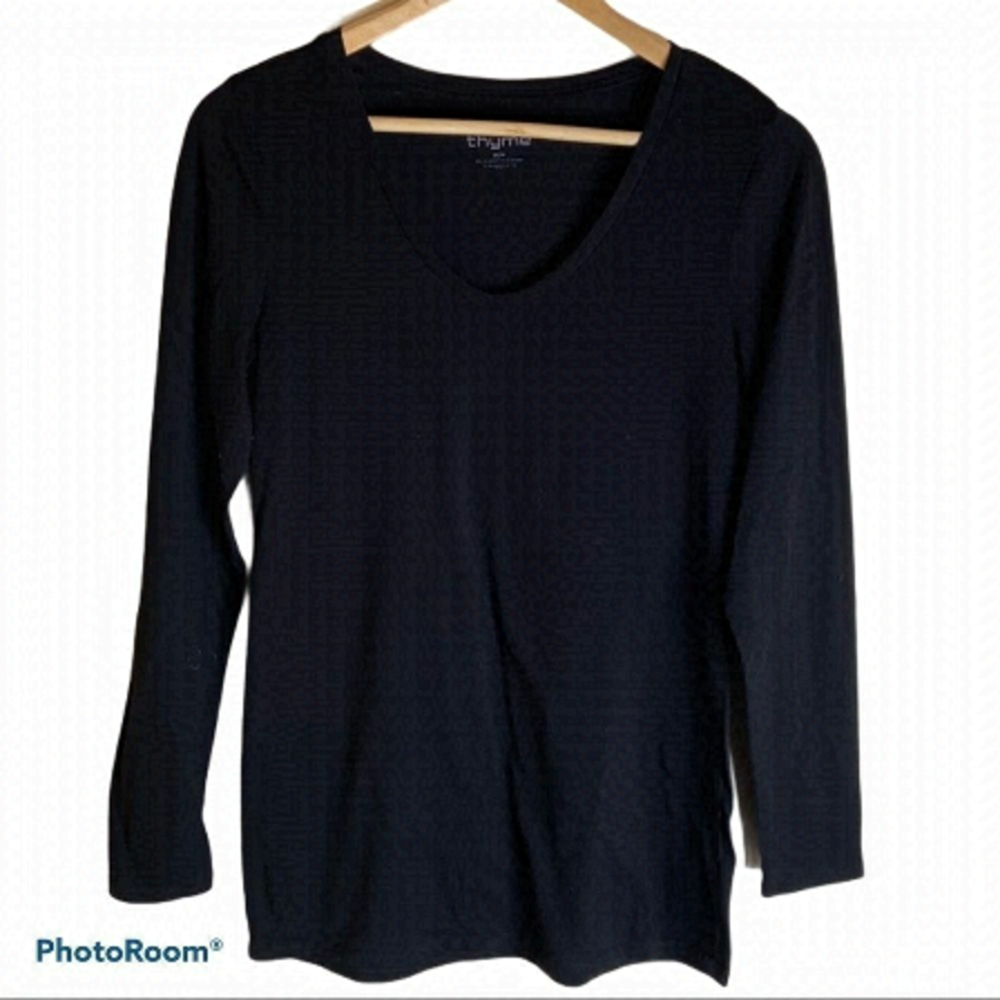 Thyme Maternity black long sleeve cotton top Size M